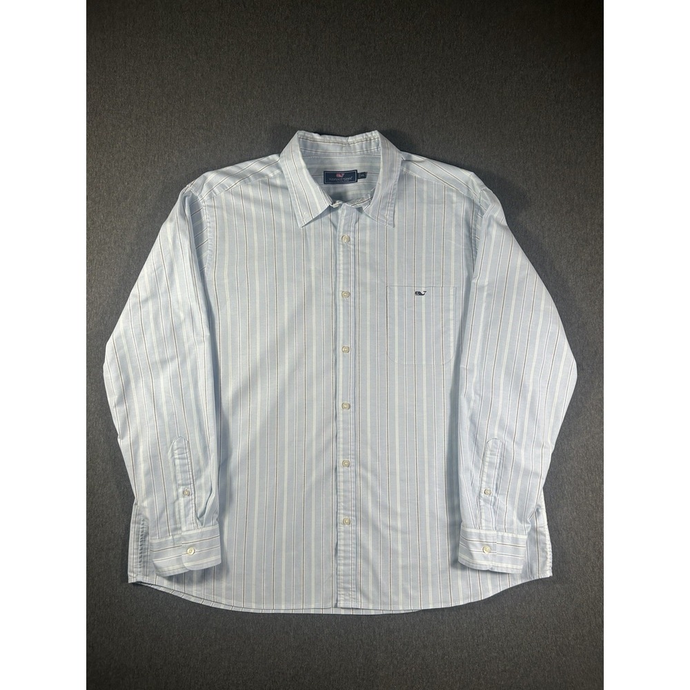 Vineyard Vines Mens XXLBlue Striped Long Sleeve Button Down Whale Shirt